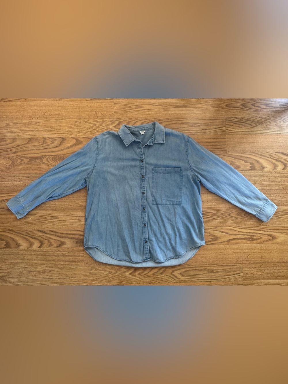 aerie Oversized Light Blue Denim Shirt - Large